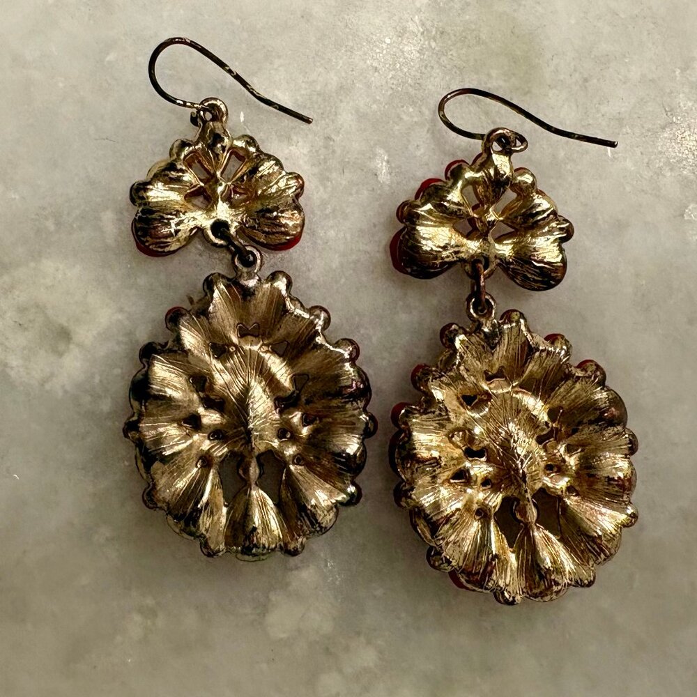Red Statement Drop Earrings - Picture 2 of 3
